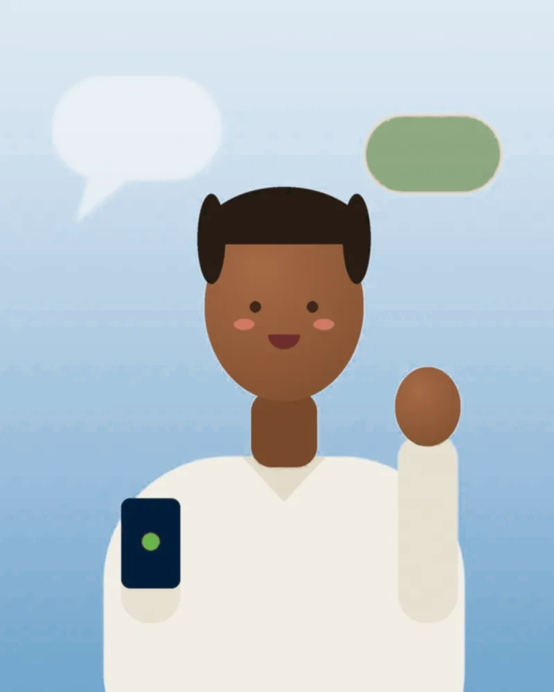 A student speaking confidently while recording a short speaking sample