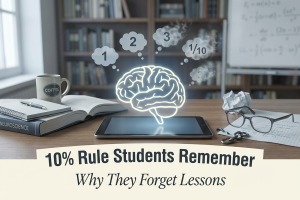 10% Rule Students Remember study concept illustration.