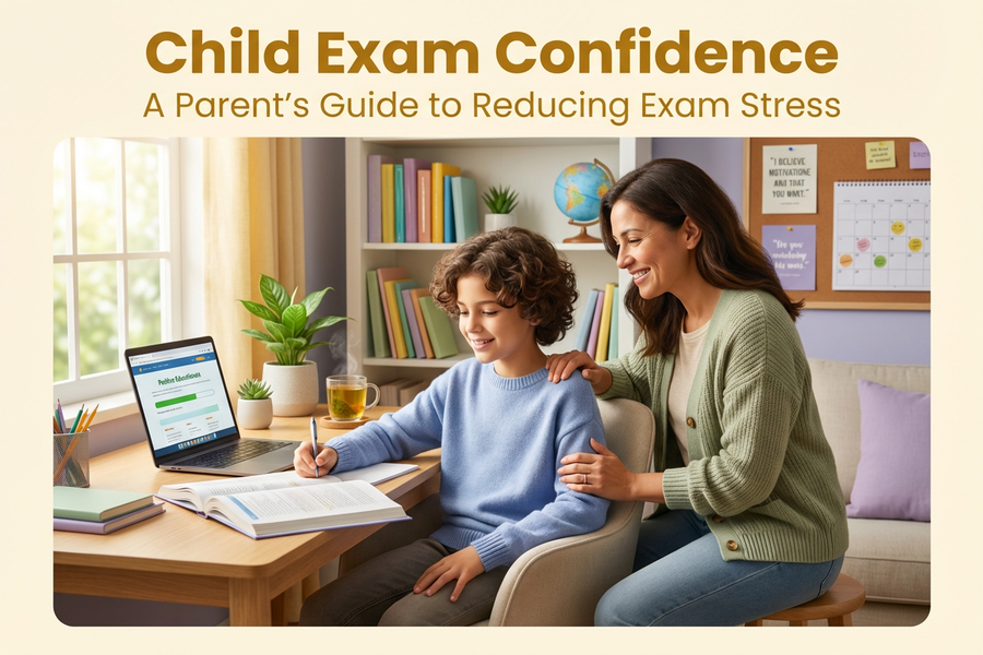 child exam confidence support illustration