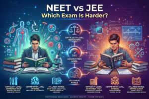 NEET vs JEE Which Exam Is Harder comparison illustration for students