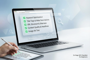 On-page SEO checklist illustration for beginners”