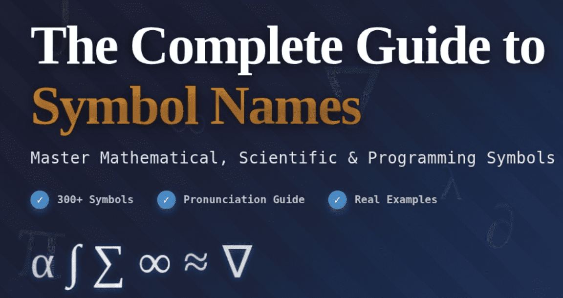 List of All Symbol Names: Identify, Pronounce & Use Math Symbols