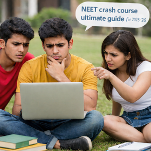 Confused NEET aspirants searching online about NEET crash course options for 2025-26