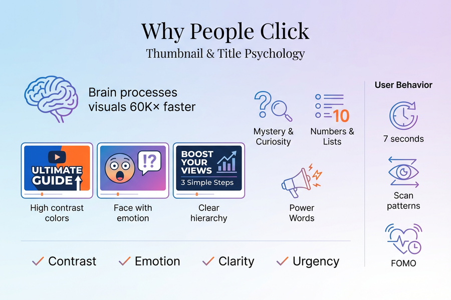 Psychology of thumbnails and titles shown through emotional reactions