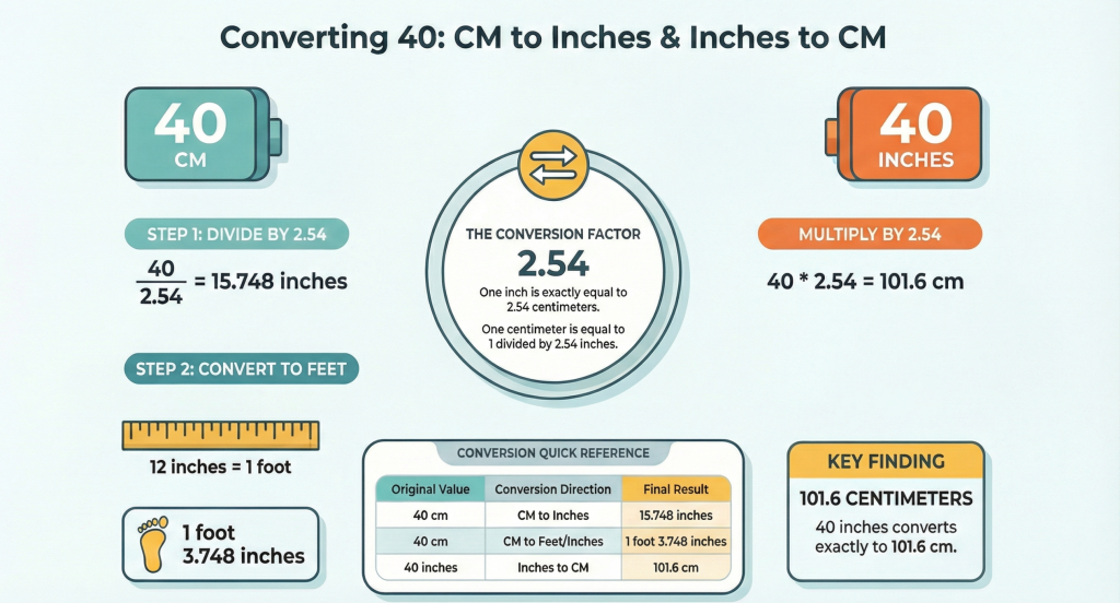 40 cm to Inches Conversion with Formula and Examples