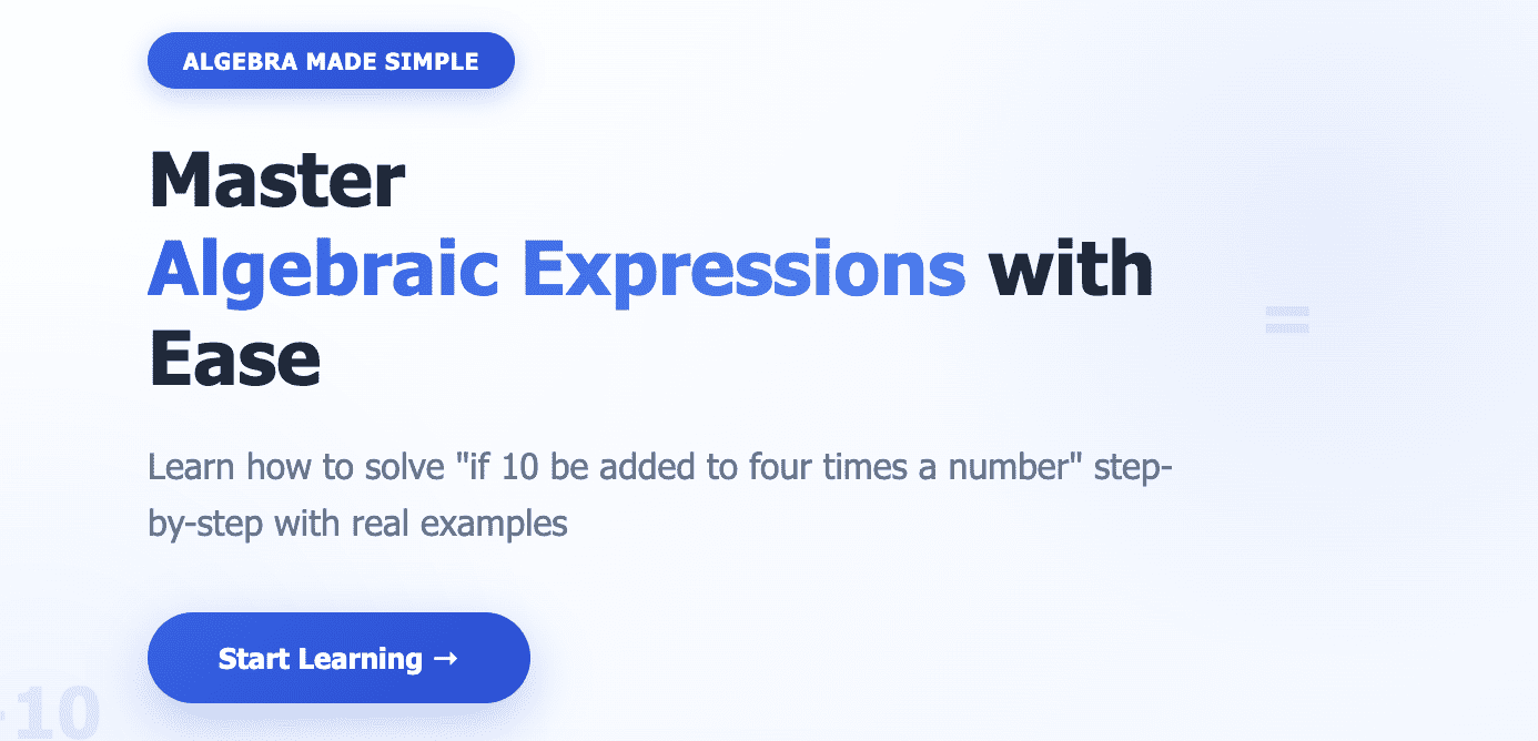 If 10 Be Added to Four Times a Number – Algebraic Expressions
