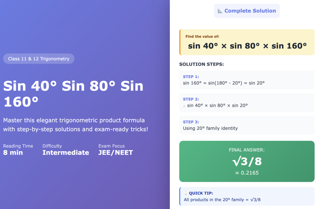 Sin 40 Sin 80 Sin 160