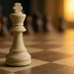 King chess piece placed at the centre of a chess board