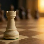 Rook chess piece placed on a chess board