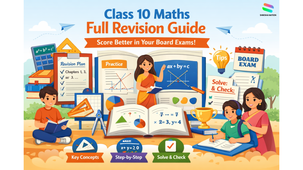Class 10 students revising maths concepts with chapter-wise planning, practice questions, and board exam preparation guidance