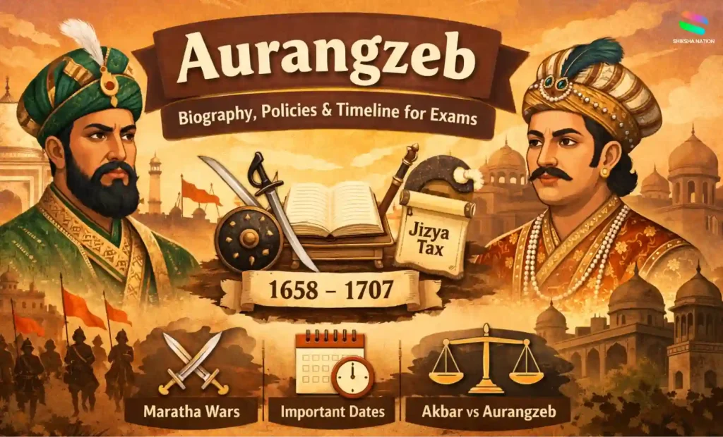 Aurangzeb and Akbar Mughal emperors timeline with key events