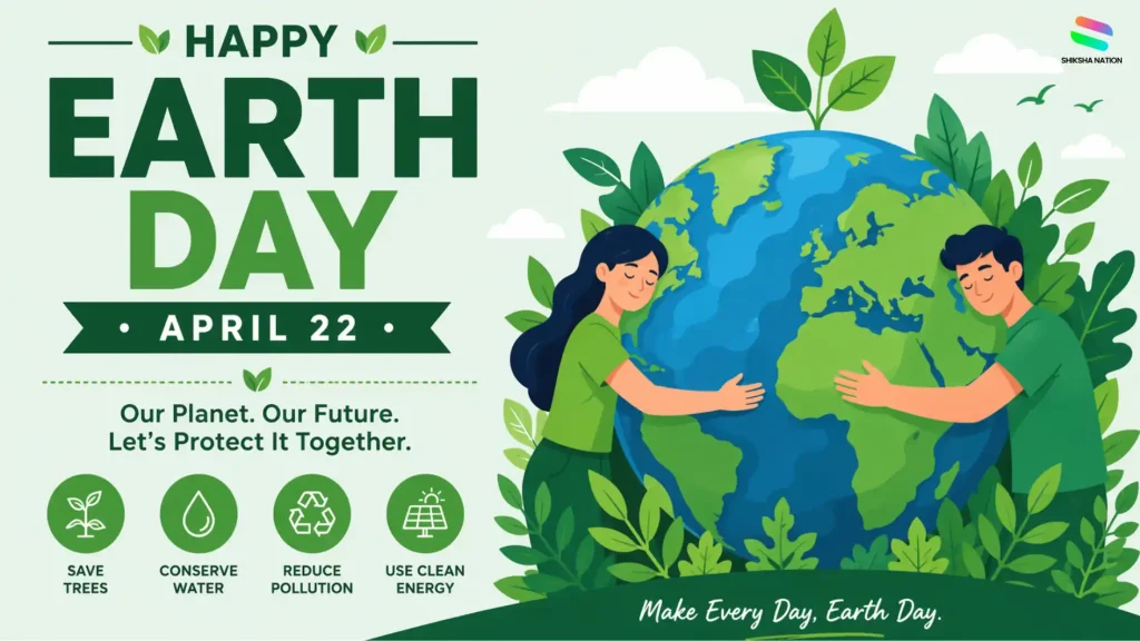 Earth Day quotes with globe and nature elements