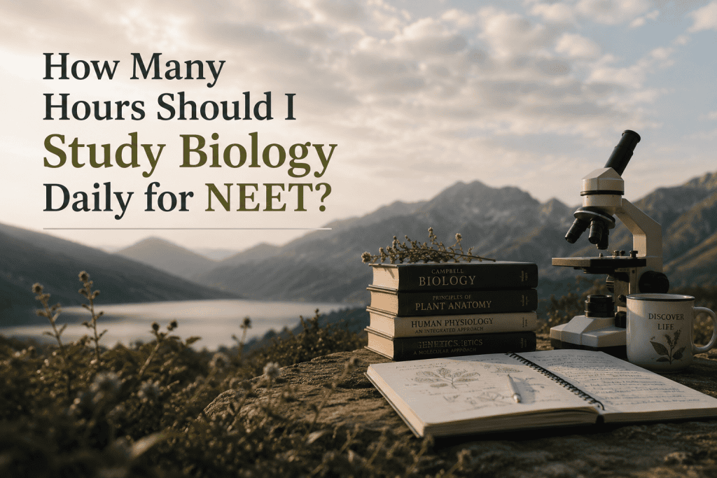 Please add the title over on the image and also try this cinematic image related to Biology "How Many Hours Should I Study Biology Daily for NEET
