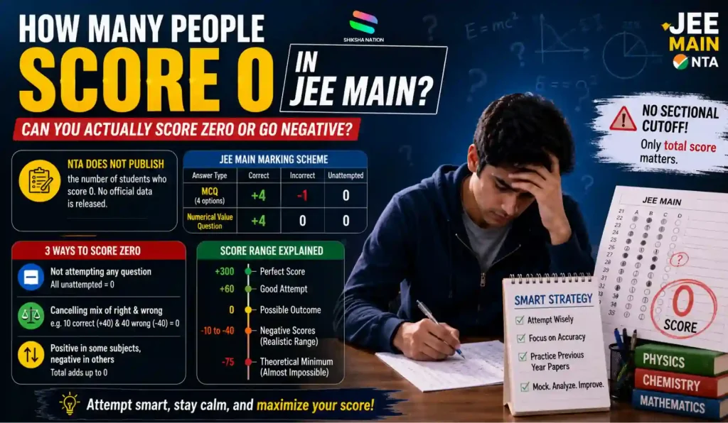 How many people score 0 in JEE Main and how negative marking works
