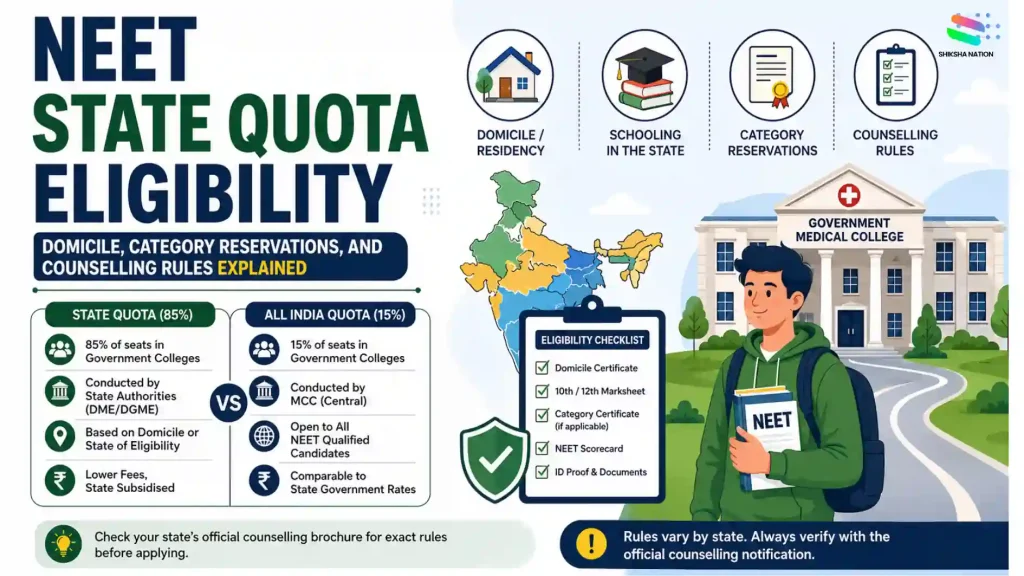 NEET State Quota Eligibility guide with domicile and counselling rules.
